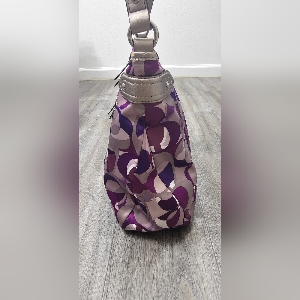 Signature Coach Purple Patterned Shoulder Bag - Picture 13 of 15